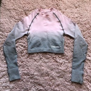 Gymshark Ombré Long Sleeve Crop Pink Gray